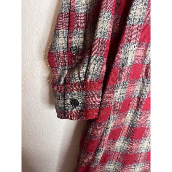 Madewell Red Plaid Flannel Button Down Shirt Dress size xxs - Picture 5 of 6